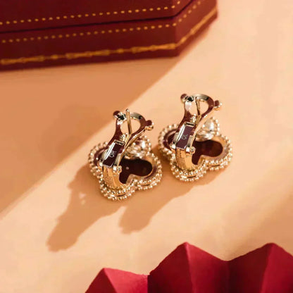 [⭐Clover Jewelry]CLOVER MEDIUM 1 MOTIFS CARNELIAN  EARRINGS