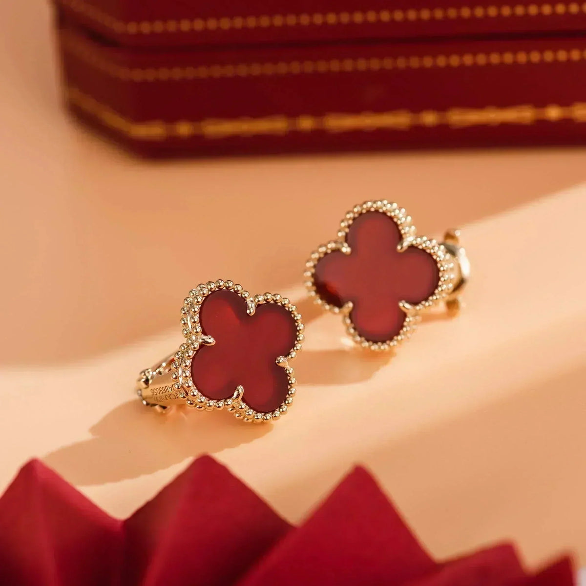 [⭐Clover Jewelry]CLOVER MEDIUM 1 MOTIFS CARNELIAN  EARRINGS