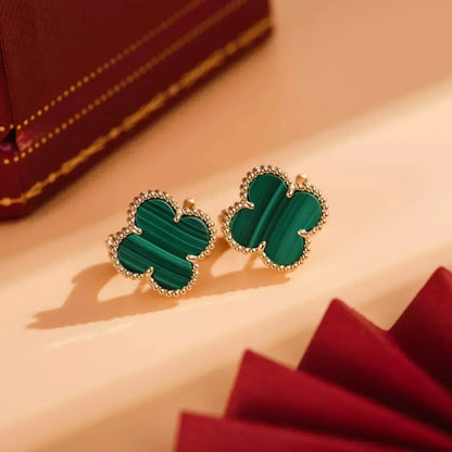[⭐Clover Jewelry]CLOVER MEDIUM 1 MOTIFS MALACHITE  EARRINGS