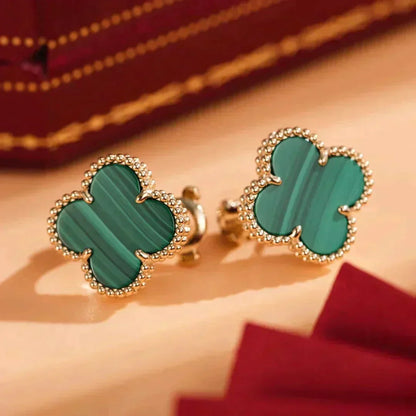 [⭐Clover Jewelry]CLOVER MEDIUM 1 MOTIFS MALACHITE  EARRINGS