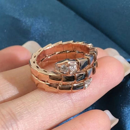 [⭐Clover Jewelry]SERPENTS DOUBLE ROW DIAMOND RING