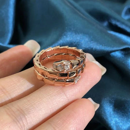 [⭐Clover Jewelry]SERPENTS DOUBLE ROW DIAMOND RING