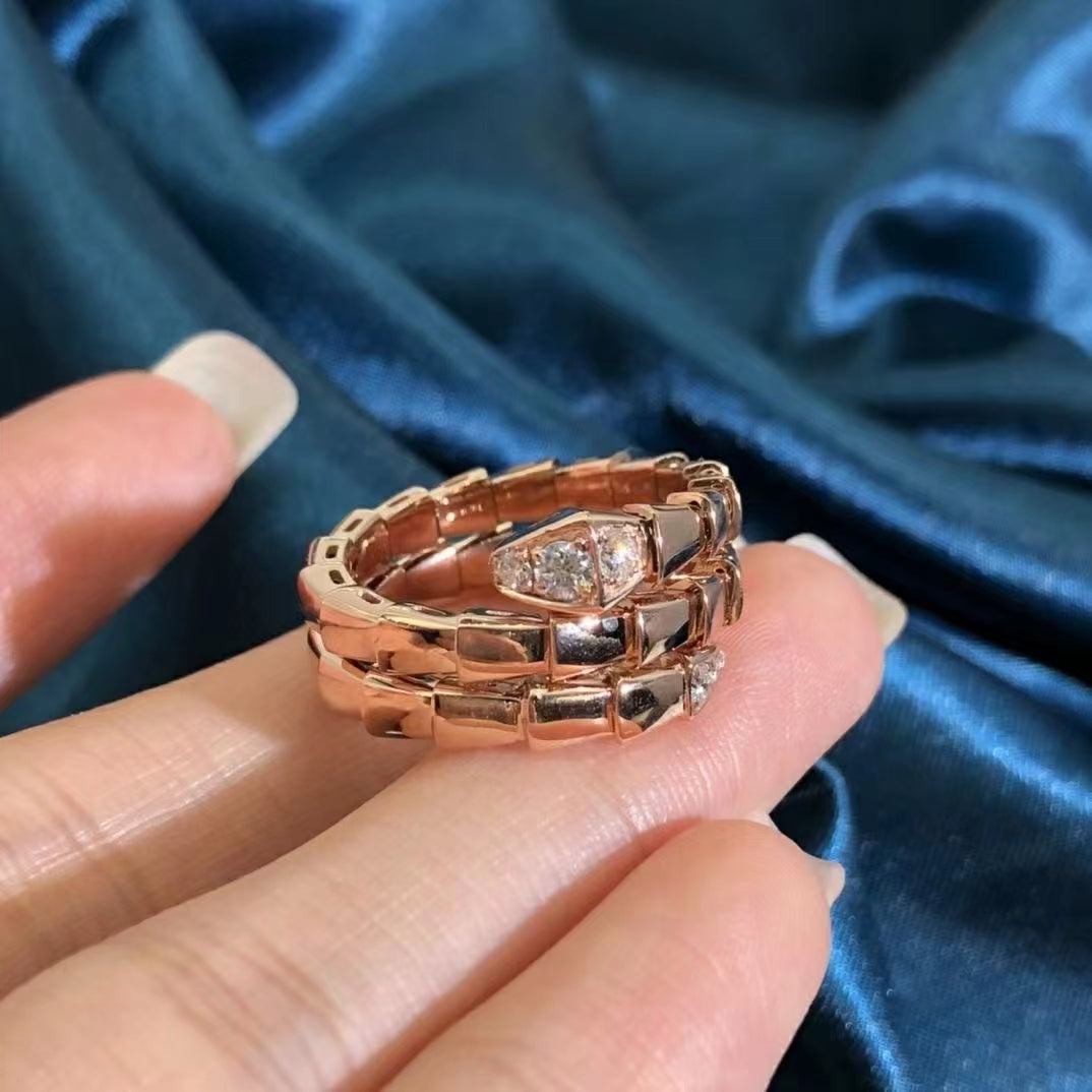 [⭐Clover Jewelry]SERPENTS DOUBLE ROW DIAMOND RING