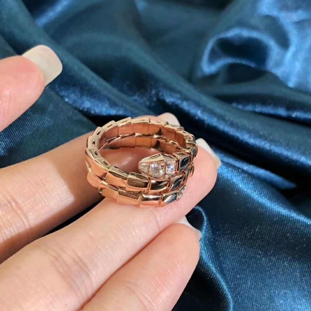 [⭐Clover Jewelry]SERPENTS DOUBLE ROW DIAMOND RING