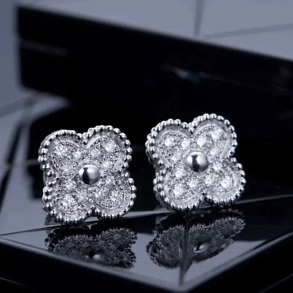 [⭐Clover Jewelry]CLOVER 1 MOTIFS DIAMOND STUD EARRINGS SILVER
