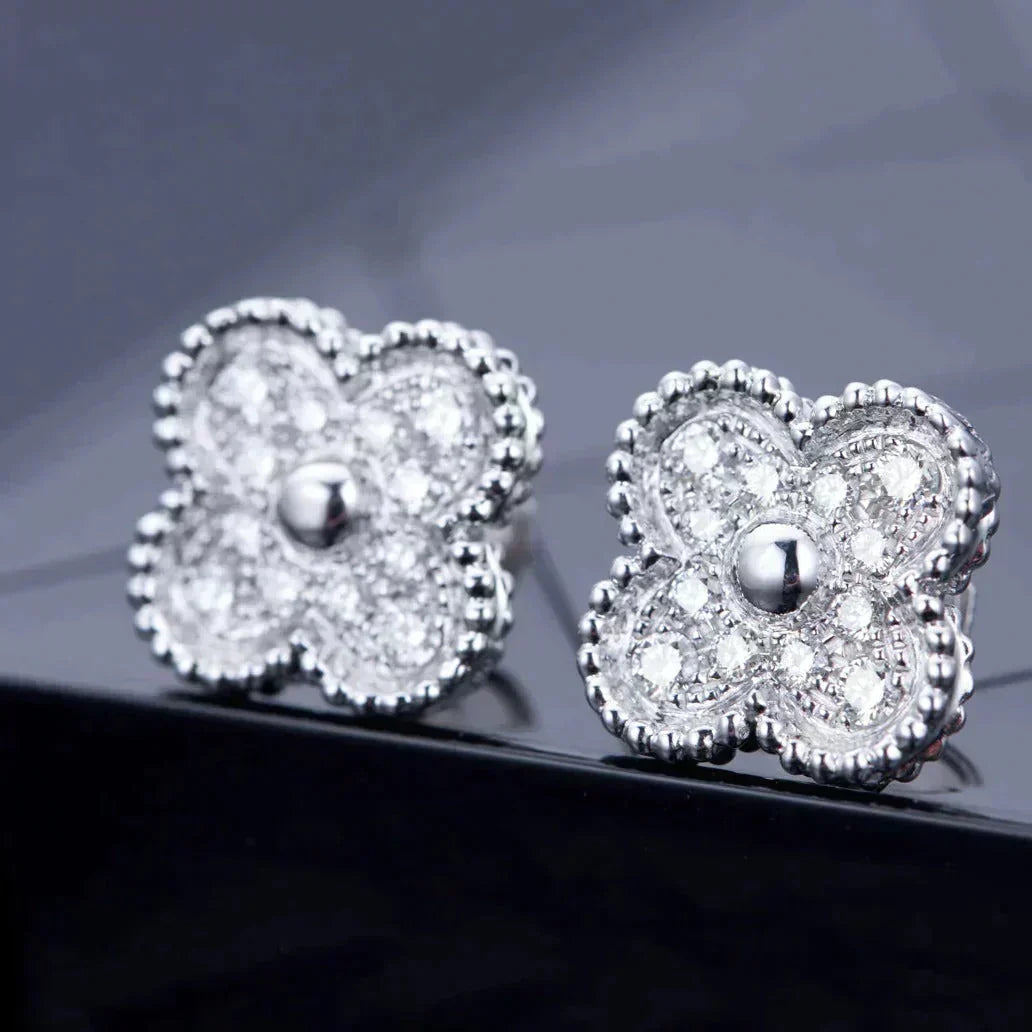 [⭐Clover Jewelry]CLOVER 1 MOTIFS DIAMOND STUD EARRINGS SILVER
