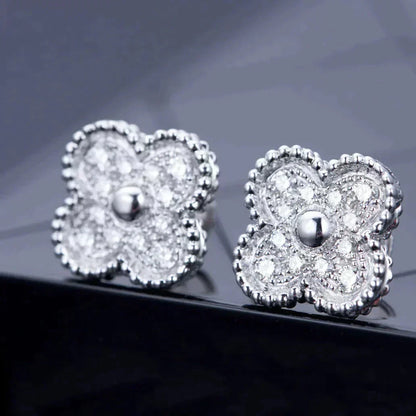 [⭐Clover Jewelry]CLOVER 1 MOTIFS DIAMOND STUD EARRINGS SILVER