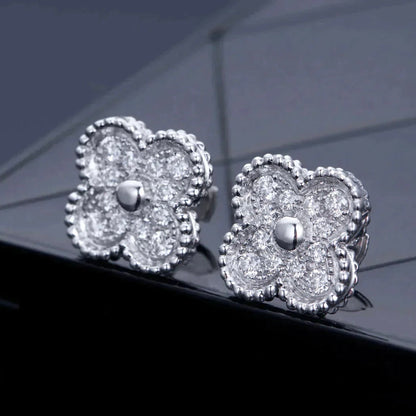 [⭐Clover Jewelry]CLOVER 1 MOTIFS DIAMOND STUD EARRINGS SILVER