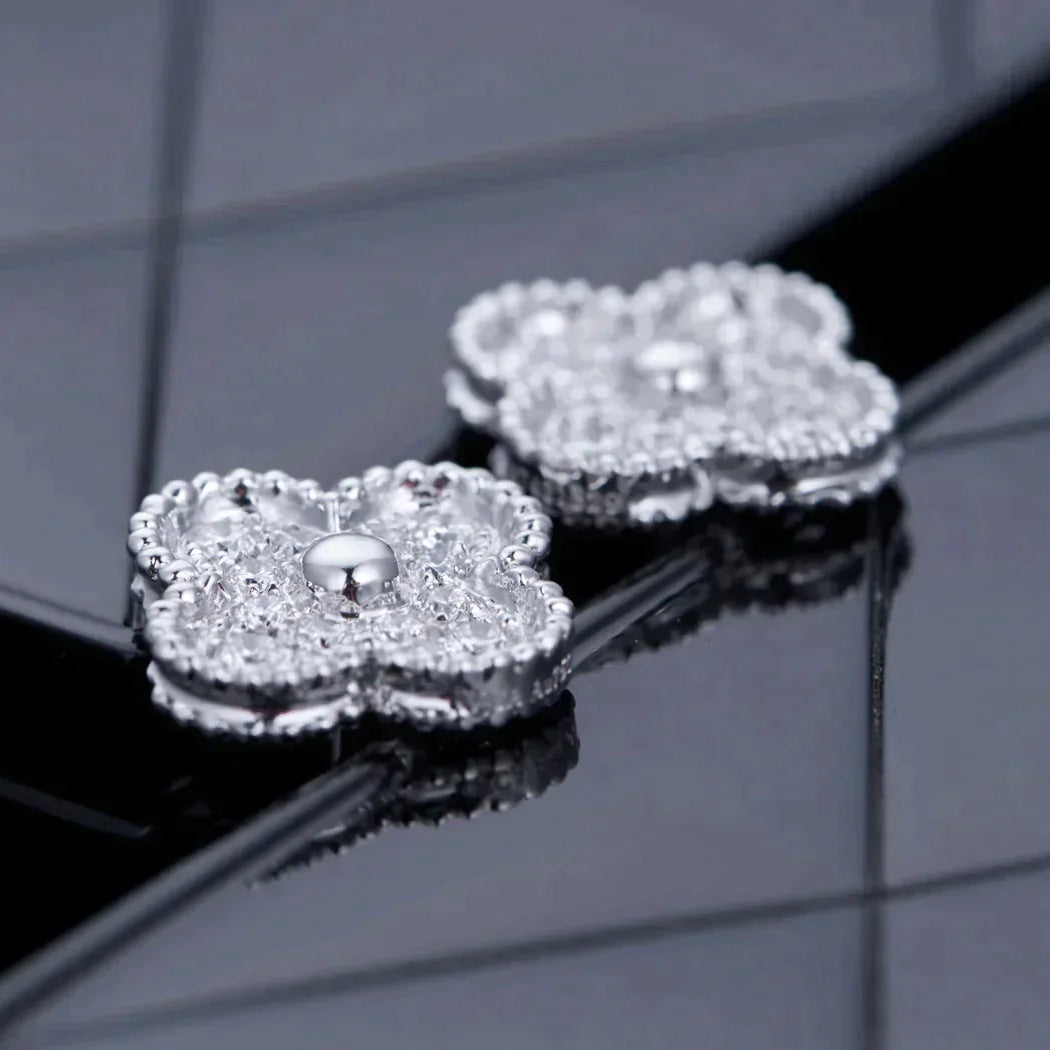 [⭐Clover Jewelry]CLOVER 1 MOTIFS DIAMOND STUD EARRINGS SILVER