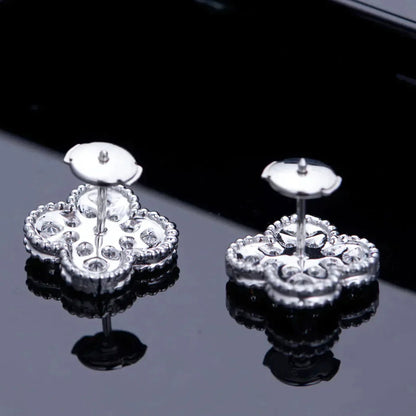[⭐Clover Jewelry]CLOVER 1 MOTIFS DIAMOND STUD EARRINGS SILVER