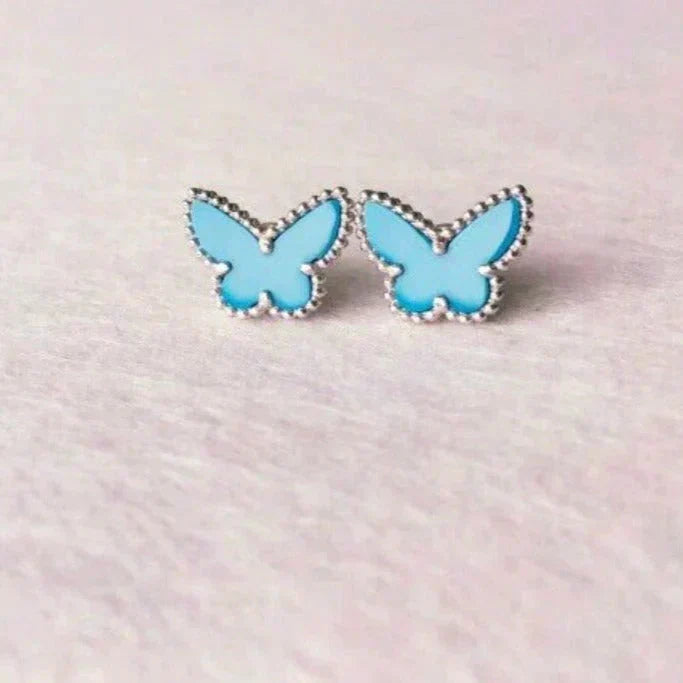 [⭐Clover Jewelry]BUTTERFLY TURQUOISE EARRINGS SILVER