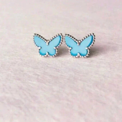 [⭐Clover Jewelry]BUTTERFLY TURQUOISE EARRINGS SILVER