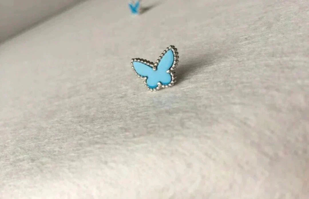 [⭐Clover Jewelry]BUTTERFLY TURQUOISE EARRINGS SILVER