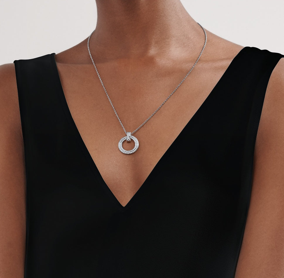 [Clover Jewelry]T CIRCLE PEDANT DIAMOND NECKLACE