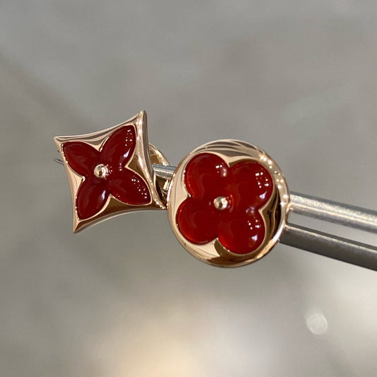 [⭐Clover Jewelry]STAR AND SUN PINK GOLD CARNELIAN STUD EARRINGS