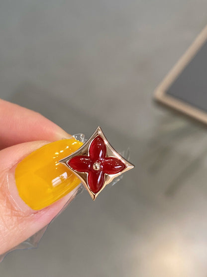[⭐Clover Jewelry]STAR AND SUN PINK GOLD CARNELIAN STUD EARRINGS