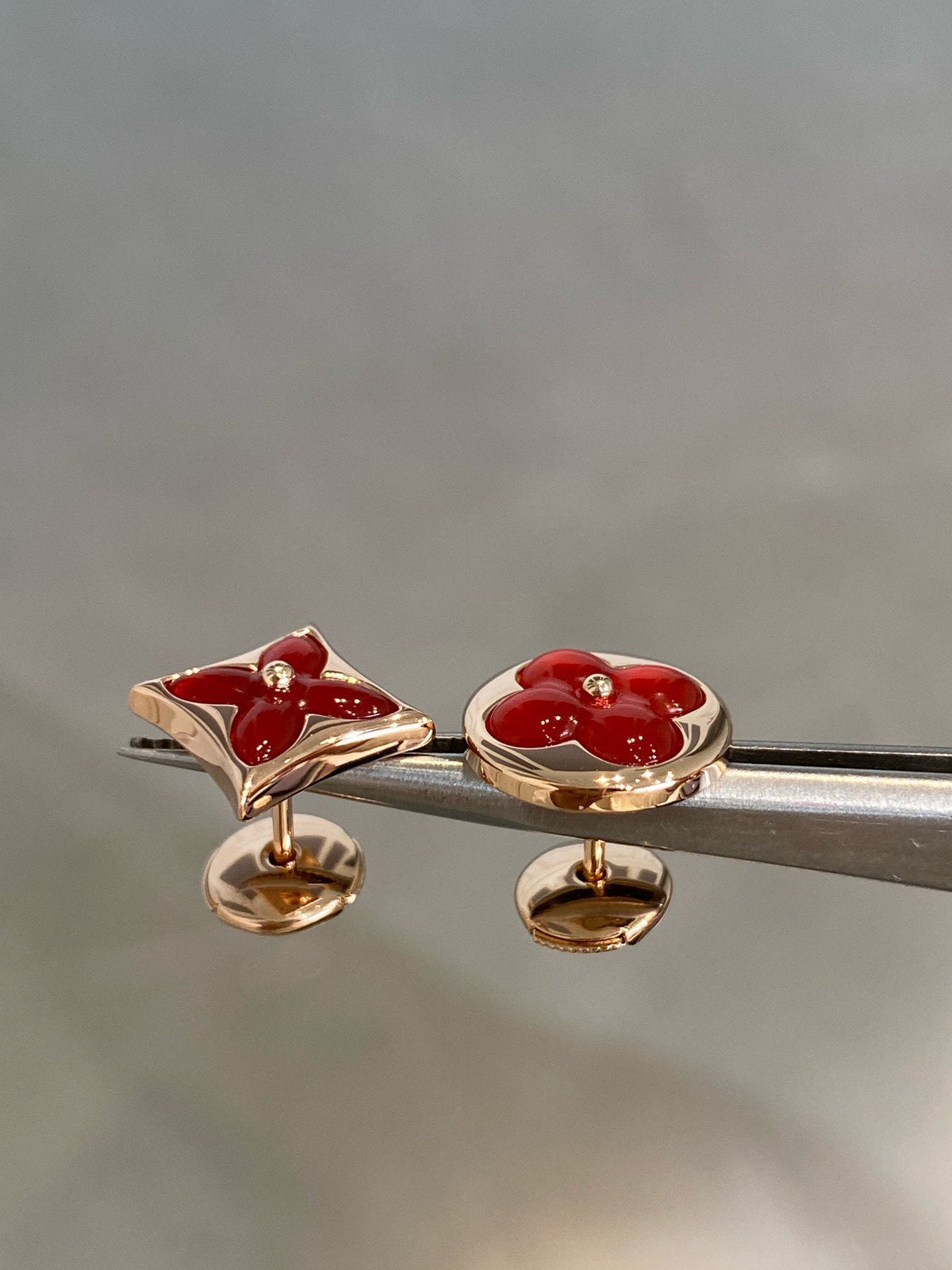 [⭐Clover Jewelry]STAR AND SUN PINK GOLD CARNELIAN STUD EARRINGS