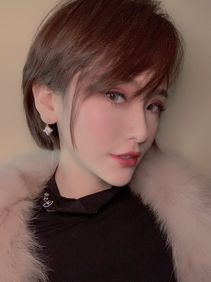[⭐Clover Jewelry]DOUBLE STAR PINK GOLD MOP DROP EARRINGS