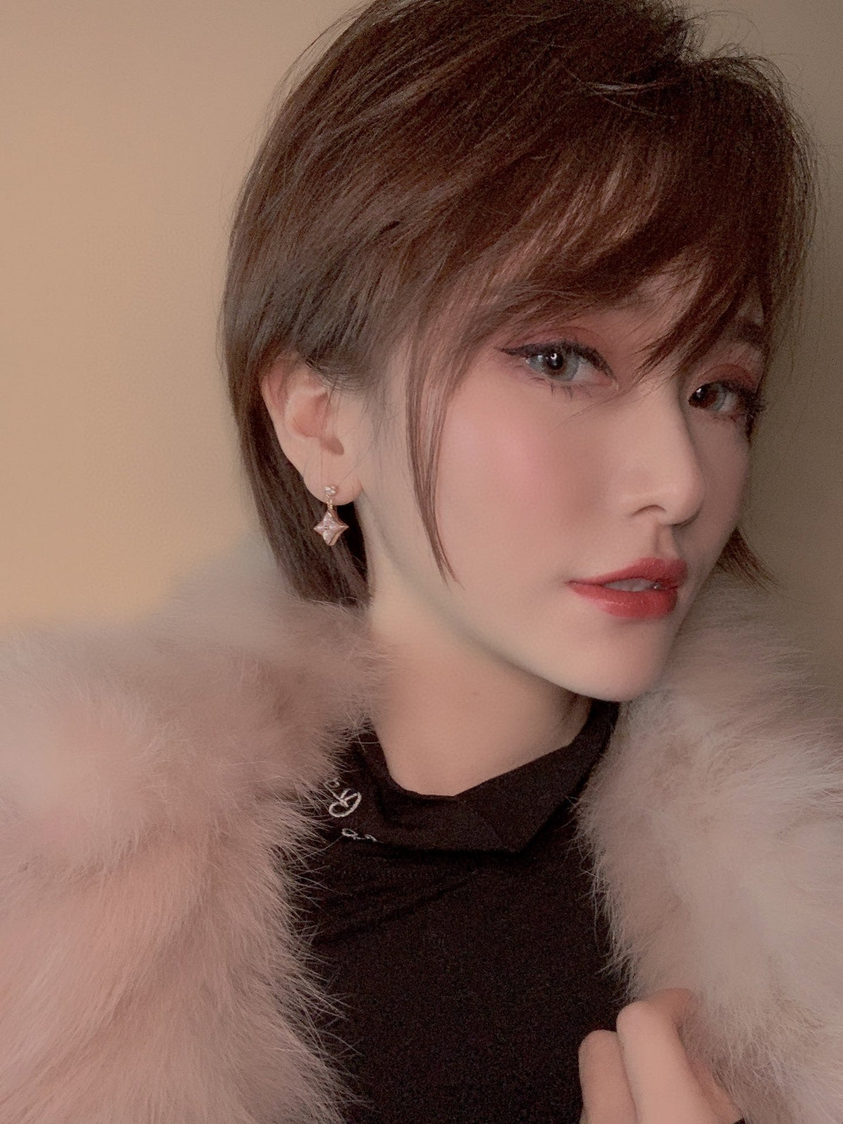 [⭐Clover Jewelry]DOUBLE STAR PINK GOLD MOP DROP EARRINGS