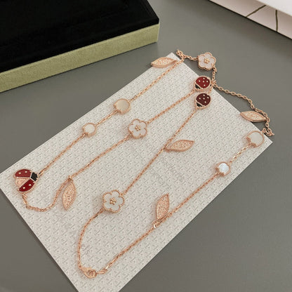 [⭐Clover Jewelry]LUCKY SPRING 15 MOTIFS ROSE GOLD NECKLACE