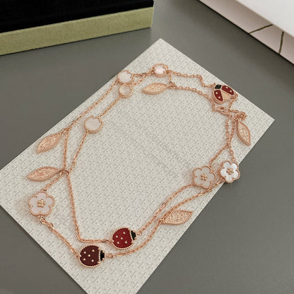 [⭐Clover Jewelry]LUCKY SPRING 15 MOTIFS ROSE GOLD NECKLACE