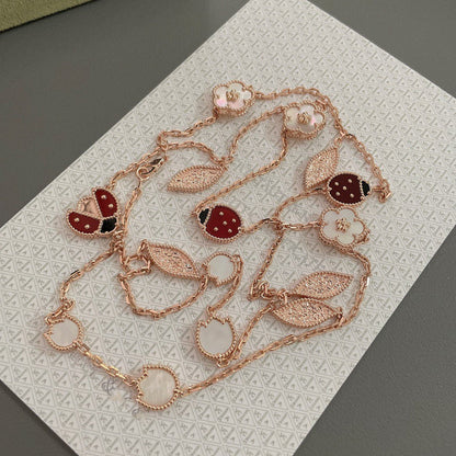 [⭐Clover Jewelry]LUCKY SPRING 15 MOTIFS ROSE GOLD NECKLACE