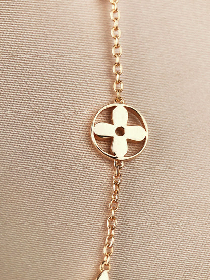 [⭐Clover Jewelry]STAR AND SUN 7 MOTIFS GOLD BRACELET