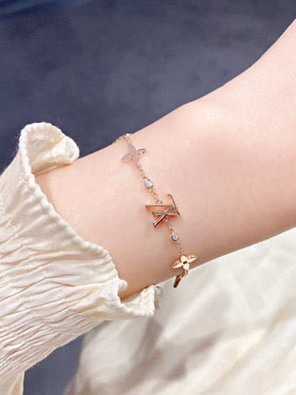[⭐Clover Jewelry]STAR AND SUN 7 MOTIFS GOLD BRACELET