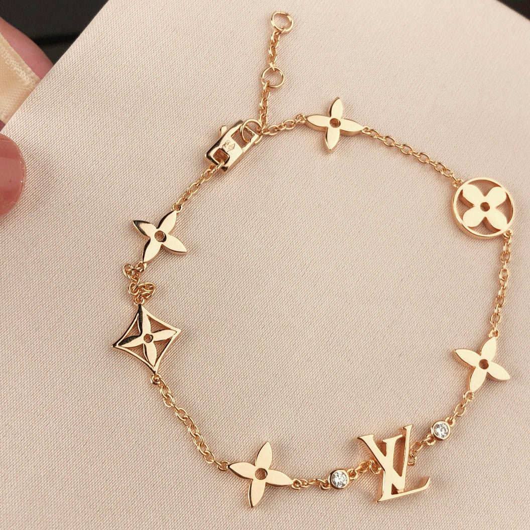 [⭐Clover Jewelry]STAR AND SUN 7 MOTIFS GOLD BRACELET