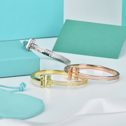 [Clover Jewelry]WIDE DIAMONDS HINGED BANGLE