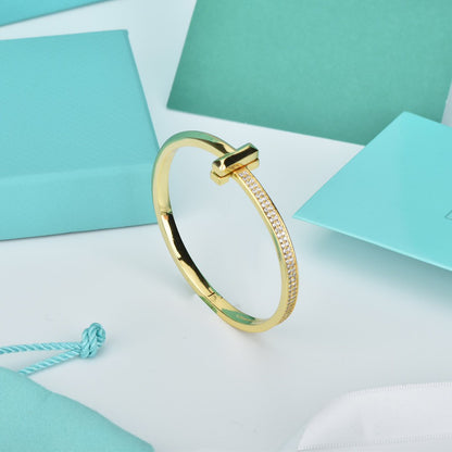 [Clover Jewelry]WIDE DIAMONDS HINGED BANGLE