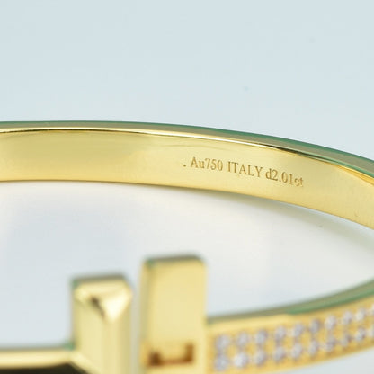 [Clover Jewelry]WIDE DIAMONDS HINGED BANGLE