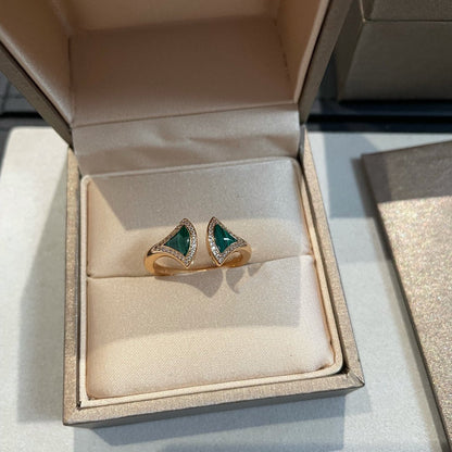 [⭐Clover Jewelry]DREAM MALACHITE DIAMOND OPEN RING