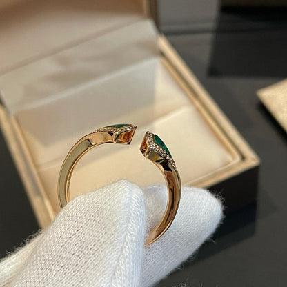 [⭐Clover Jewelry]DREAM MALACHITE DIAMOND OPEN RING