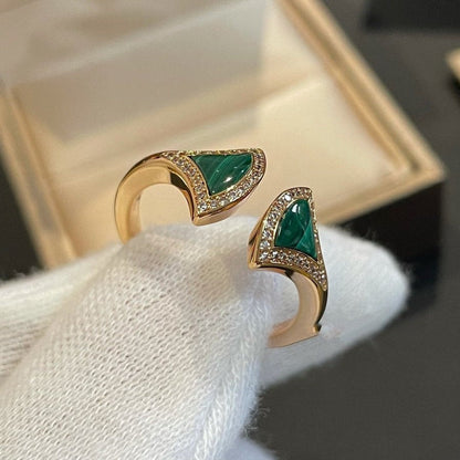 [⭐Clover Jewelry]DREAM MALACHITE DIAMOND OPEN RING