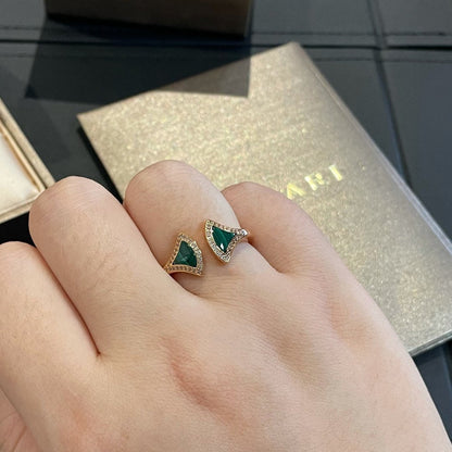 [⭐Clover Jewelry]DREAM MALACHITE DIAMOND OPEN RING