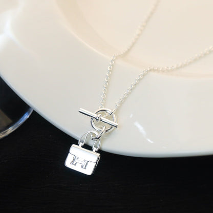 [⭐Clover Jewelry]POP H PEDANT SILVER NECKLACE