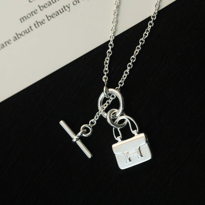 [⭐Clover Jewelry]POP H PEDANT SILVER NECKLACE