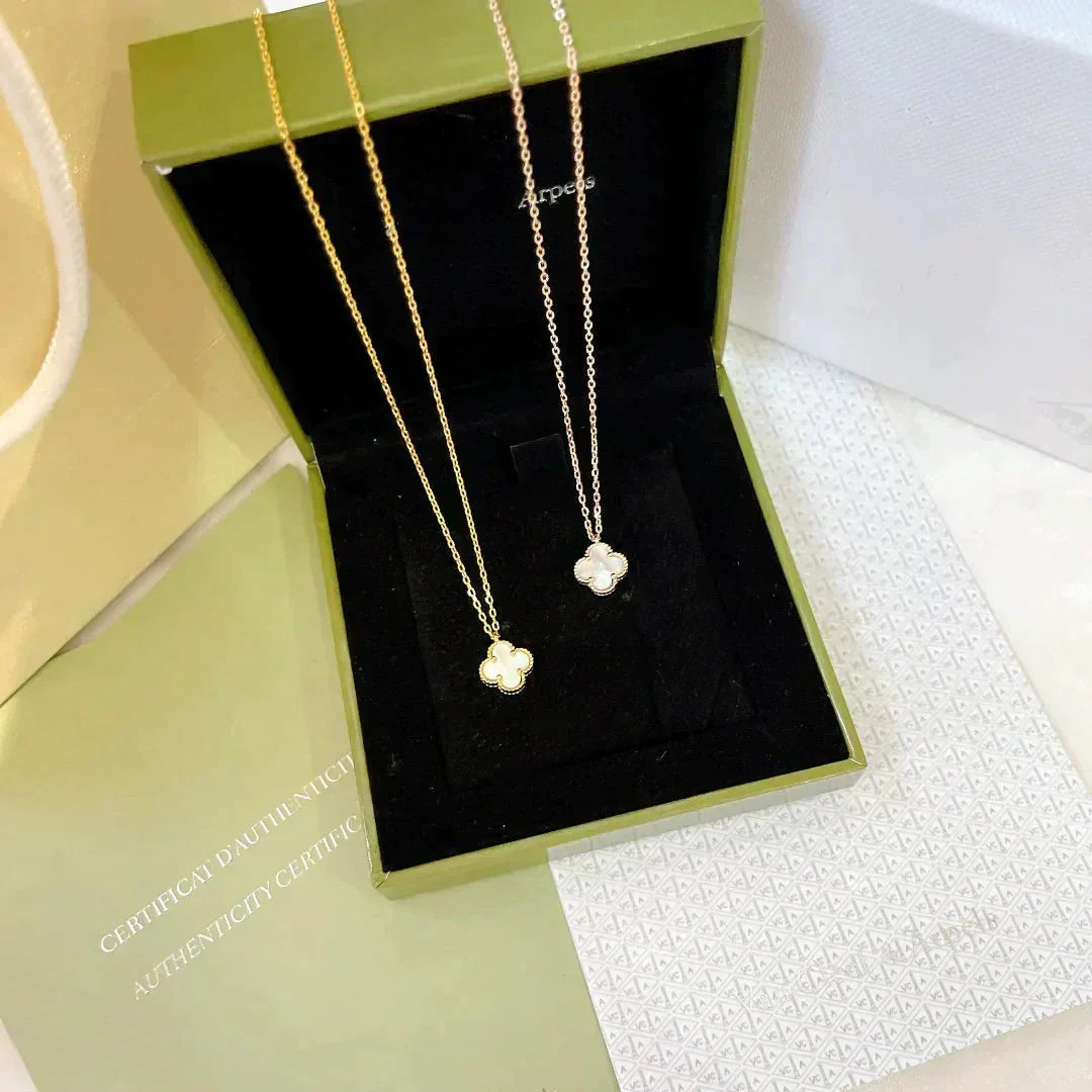[⭐Clover Jewelry]CLOVER MINI 9.5MM WHITE MOTHER-OF-PEARL NECKLACE