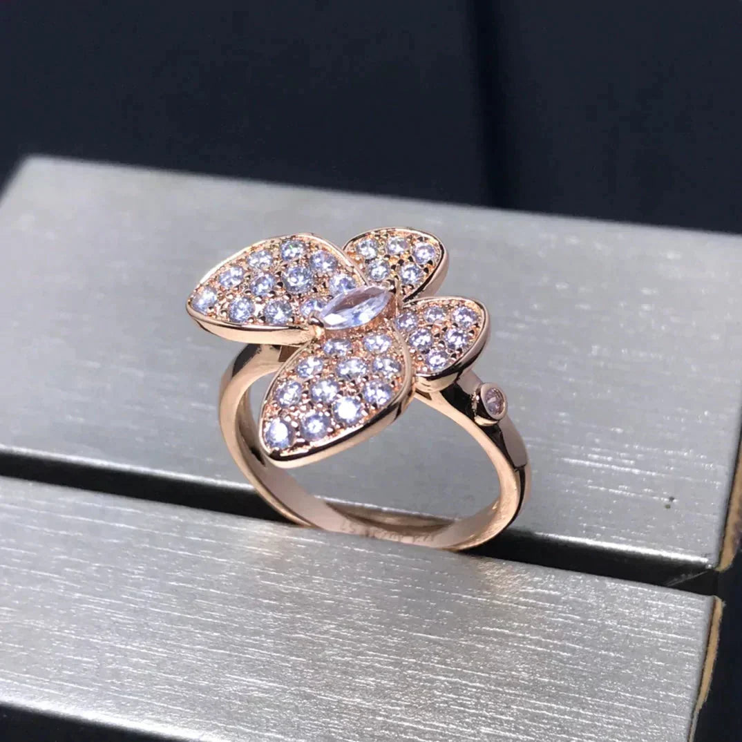 [⭐Clover Jewelry]BUTTERFLY PINK GOLD DIAMOND RING