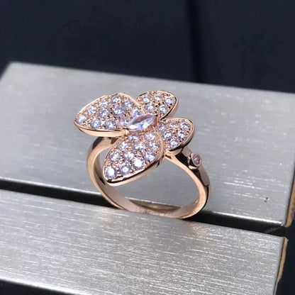 [⭐Clover Jewelry]BUTTERFLY PINK GOLD DIAMOND RING