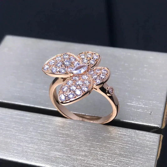 [⭐Clover Jewelry]BUTTERFLY PINK GOLD DIAMOND RING