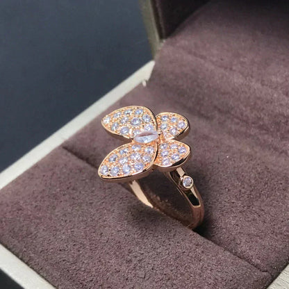 [⭐Clover Jewelry]BUTTERFLY PINK GOLD DIAMOND RING
