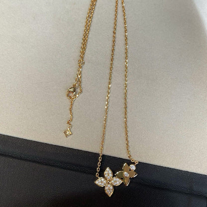 [⭐Clover Jewelry]STAR BLOSSOM NECKLACE PINK GOLD DIAMONDS