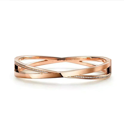 [Clover Jewelry]NARROW HINGED BANGLEIN WITH DIAMONDS SMALL