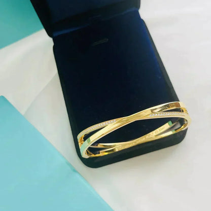 [Clover Jewelry]NARROW HINGED BANGLEIN WITH DIAMONDS SMALL