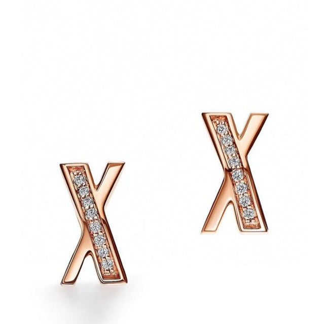 [Clover Jewelry]X EARRINGS ROSE GOLD DIAMONDS