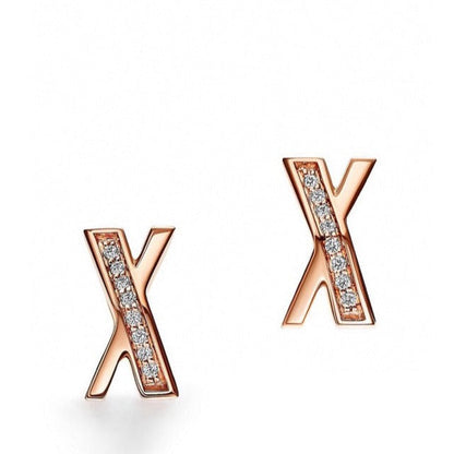 [Clover Jewelry]X EARRINGS ROSE GOLD DIAMONDS