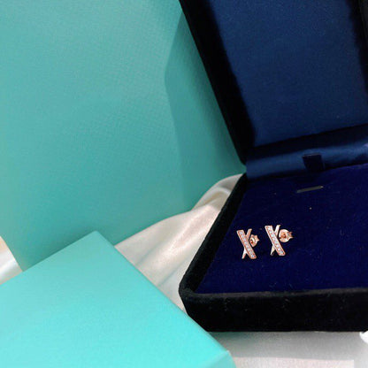 [Clover Jewelry]X EARRINGS ROSE GOLD DIAMONDS