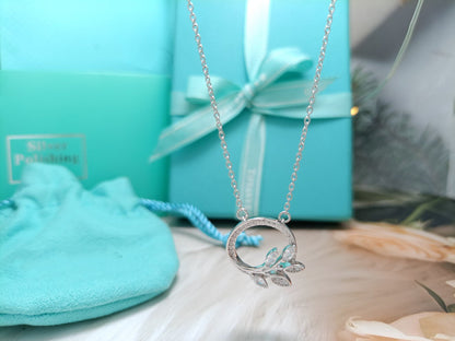 [Clover Jewelry]DIAMOND VINE CIRCLE PENDANT PLATINUM NECKLACE